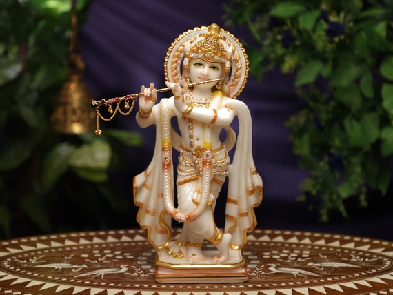 Marble Krishna Statue 32cm Lord Krishna Idol Shri Krishan - Etsy