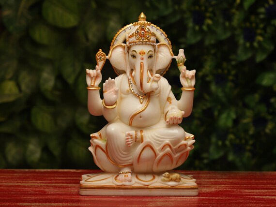 Marble Ganesha Statue,30 CM Pure Marble Ganesh Idol,ganapathi Murthi Sculpture,ganes Morti for Temple Mandir Altar,god Diety of Good Luck - Etsy