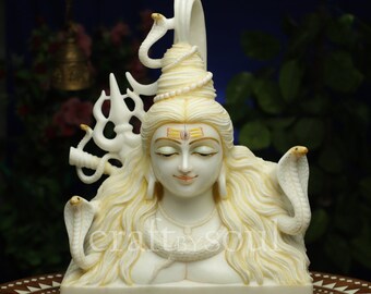 Marble Shiva Statue,47 CM Large Shiv Idol With Pure Marble, Shiv Figurine,Sitting Shiva Family,Temple Mandir Pooja Murthi Altar,Home Decor