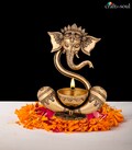 Brass Ganesh Diya, Home Temple Diya, Handmade Oil Lamp, Oil Dia, Indian Handcrafted Deepak, Mandir Temple Decor, Good Luck Gift for Diwali