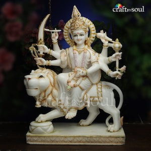 Maa Durga Statue,30Inch Marble Bengali Devi For House, Goddess Devi Statue Idol ,Pure Marble Durga Mata Pratima,Durga Maa Figurine Kali Idol