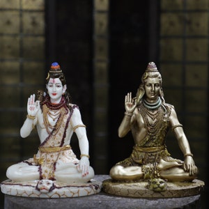 Shiva Statue,9&quot; Big Size Hand Painted Resin Marble Dust Lord Shiva Murti, Shiv, Adiyogi Hindu god of Yoga, Meditation, Indian Art & Gift