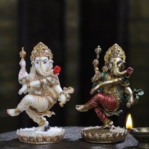 Lord Ganesha Statue,8 inch Reform Marble Ganesh Idol,Ganapathi Murthi Sculpture,Ganes Morti for Temple Mandir Altar,God Diety of Good Luck