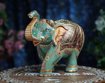 Elefante de jade, elefante de aventurina, piedra preciosa Ganesh, estatua de elefante, escultura de Quatrz, estatua de elefante para decoración del hogar, regalos, decoración india