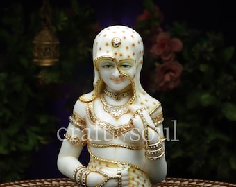 Bani Thani Statue,17 inch Bedecked Lady Marble Statue,Marble Lady Statue for Home Decor, Indian Lady in Marble, Marble Statue of Radha Rani