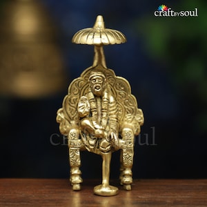 Sai Baba Statue,Pure Brass 4 Inch Shirdi Sai Baba,Hindu Indian God Sai Baba Idol, Sai Ram Shirdi, Beautiful Blessed, Hindu Art Temple Decor