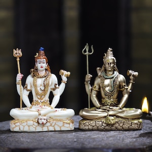 Shiva Statue 15CM Small Size Hand Painted Resin Marble Dust Lord Shiva Murti, Shiv, Adiyogi Hindu god of Yoga, Meditation, Indian Art & Gift