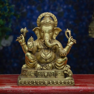 Ganesh Statue , Brass Ganesha Idol,Lord Ganesha Statue, Ganesha Statue, Brass Elephant God, Good Luck God, Vinayaka Statue, home decor