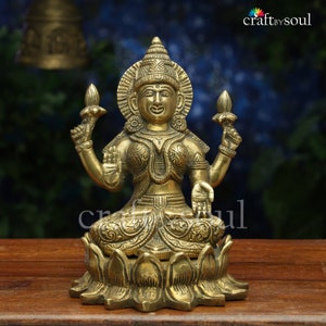 Lakshmi Goddess Statue,Brass Sitting Laxmi Idol,Goddess of Wealth,Diwali Indian Gift,Hindu Maa of Wealth,Good fortune,Fertility & Prosperity
