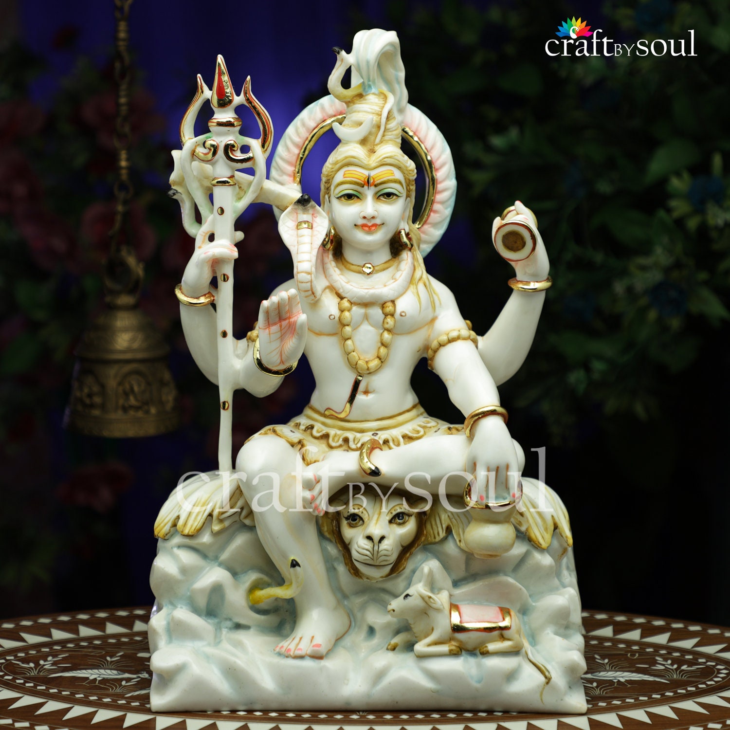 Messing Shiva-gezicht, Shiva-hoofd, Shankar-idool, God Idol-standbeeld, Shiva Muk lingam-gezicht, geschenken, Shiva-hoofd met Sheshnaag-standbeeld - België