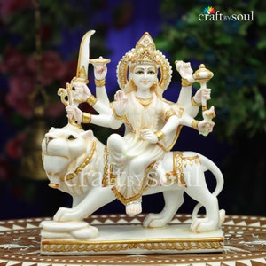 Maa Durga Statue,29 cm Resin Bengali Devi For House, Goddess Devi Statue Idol , Dust Marble Durga Mata Pratima, Durga Maa Figurine Kali Idol