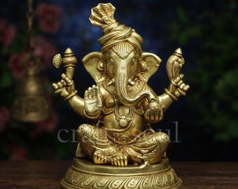 Messing Ganesh Statue, Messing Ganesha Idol, Lord Ganesha Statue, Ganesha Statue, Messing Elefantengott, Glücksgott, Vinayaka Statue, Wohnkultur