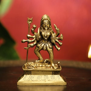 Estátua da Deusa Kali em latão, ídolo Mahakali de 4 polegadas, Kalika, Adi Shakti, Adi Parashakti, deusa hindu do tempo, poder, criação e destruição.