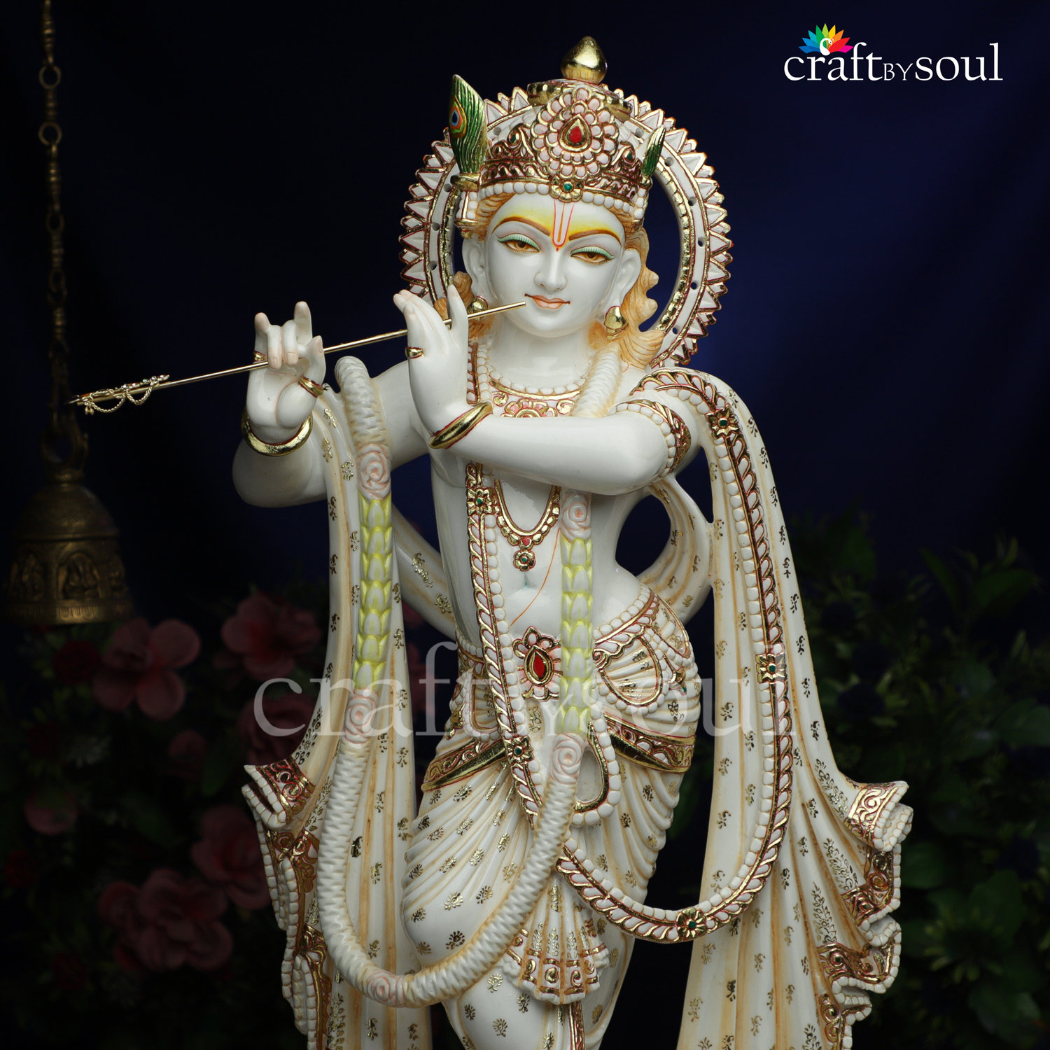 クリシュナ像、72 CM ビッグダストマーブル主クリシュナアイドル