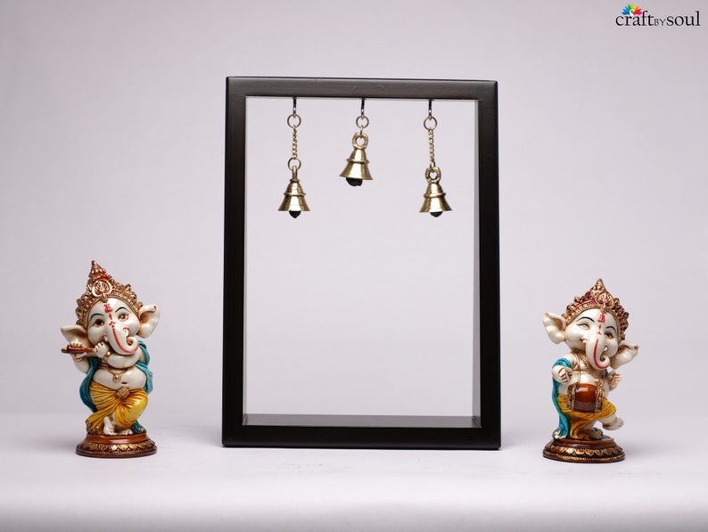 Ganesha Statues in Wooden Frame, Musical set of Ganesha Idol, Dancing Ganesha God of new Beginning for Altar, Cute Ganesha Statues For Decor image 5