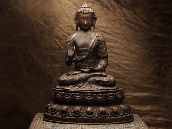 Gilt Brass Sitting Buddha - Vitarka Mudra Gilt Brass Sitting Buddha - Vitarka Mudra
