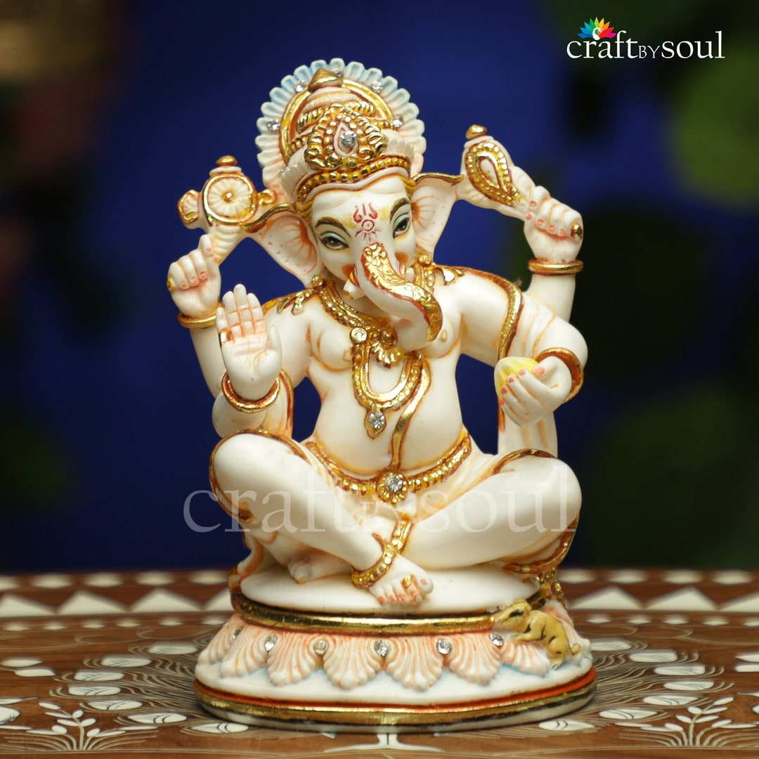 Ganesha Statue,6 Inch Ganesh Idol,cultured Marble Ganesha Figurine ...