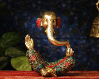 Ganesh-Statue aus Messing, abstraktes Ganesha-Idol aus Messing, Lord Ganesha-Statue, Ganesha-Statue, Elefantengott aus Messing, Glücksgott, Vinayaka, Wohndekoration