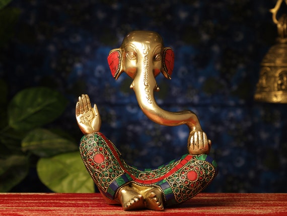 Ganesh Statue Elephant Hindu God of Success Resin Ganesha Ganpati Idol  Hand-Painted in Gold Indian Home Decor India Diwali Gift