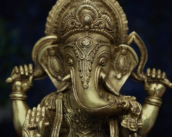 Ganesh Statue , Messing Ganesha Idol, Lord Ganesha Statue, Ganesha Statue, Messing Elefant Gott, Glück Gott, Vinayaka Statue, Wohnkultur