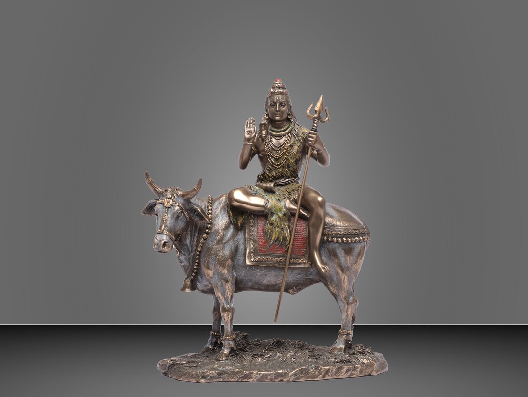 Shiva Statue 23 CM Lord Shiva Statue Sitting on Nandi Shiv Etsy