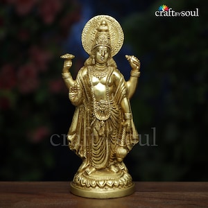 Lord Vishnu Narayan Idol,8 inch Small Size Standing Vishnu Statue In Brass,Narayana Figurine, Vishnu Sculpture for Home Temple, Garden Decor