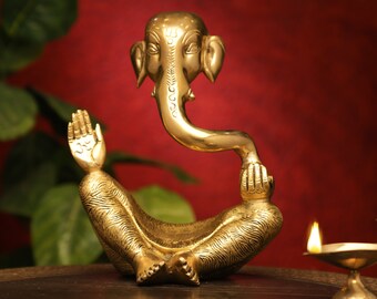 Messing Ganesh Statue, Messing Abstrakt Ganesha Idol, Lord Ganesha Statue, Ganesha Statue, Messing Elefantengott, Glücksgott, Vinayaka, Wohnkultur