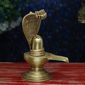 Big Brass Shivlingam, Shiva Lingam Sculpture,Brass Shivling with Naag Dev,Brass lord shiva Lingam for Temple Pooja and Decor, Shivlingam Sta
