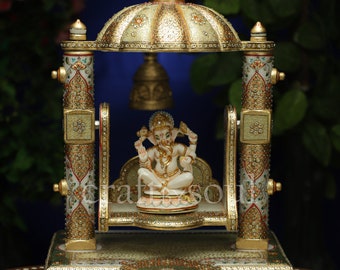 Marble Jhoola Swing for Ladoo Gopal Krishna And Radha Krishna, Handmade Handpainted Pure Marble swing for indian deities,Home Decor Temple