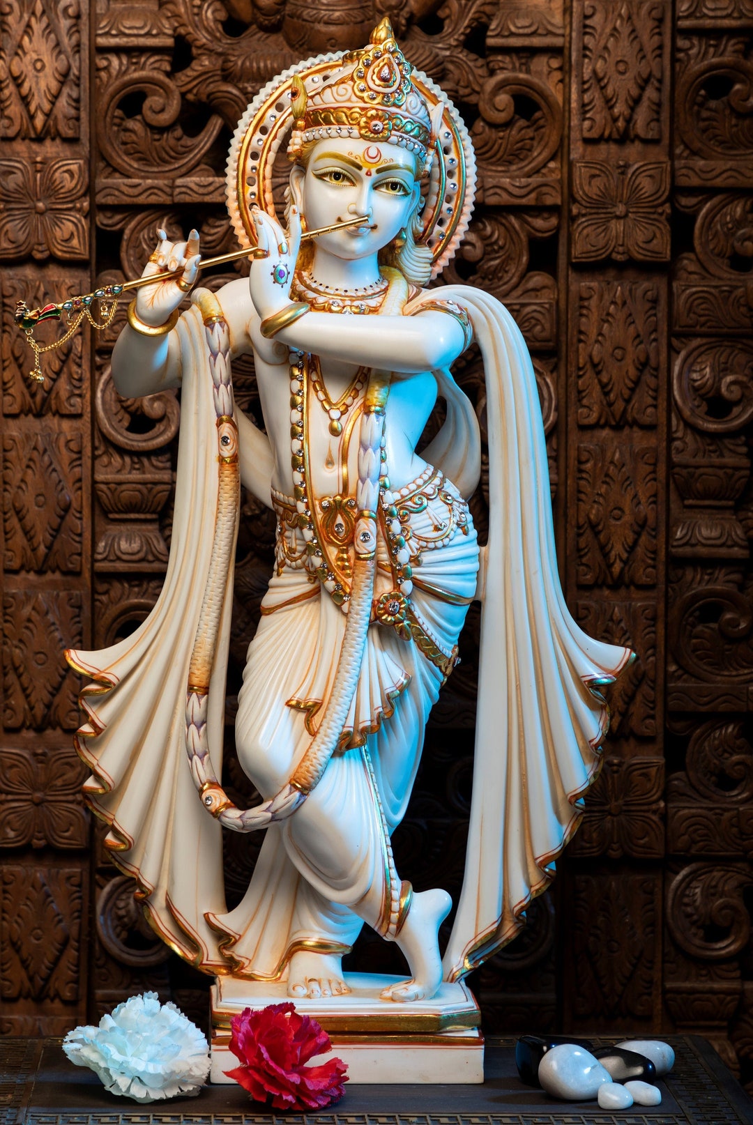 Buy Krishna Statue60 CM Dust Marble Lord Krishna Idol Sculpture ...