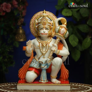 Lord Hanuman Idol,46 CM Shri Hanuman Statue,Bajrang Bali Murthi,Sitting Hanuman,Sankat Mochan Moorti,hanuman idol marble,Temple Mandir Altar
