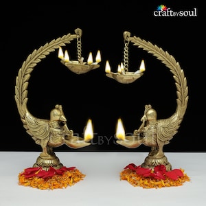 Brass Annam Bird Diya for Home Temple, Brass Oil Lamp Stand, Brass Decorative Diyas Handcrafted Deepak for Home Decor Traditional Diyas