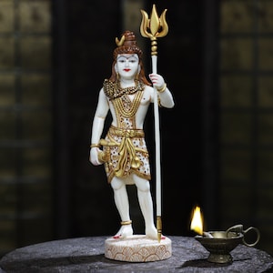 ブロンズ仕上げ樹脂製シヴァ像 - アディヨギアイドル、寺院装飾（25 CM
