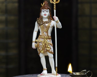 ブロンズ仕上げ樹脂製シヴァ像 - アディヨギアイドル、寺院装飾（25 CM