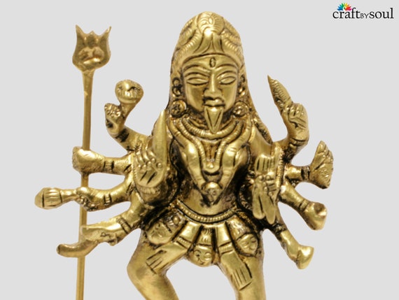 アフリカの女神 真鍮の女神カーリー像、4インチのマハーカーリーアイドル、カリカ