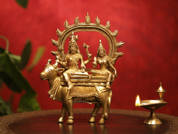 Hand Finished Brass Shiva Family Statue - Shiva, Parvati and Ganesh 25cm x 18cm Hand Finished Brass Shiva Family Statue - Shiva, Parvati and Ganesh 25cm x 18cm