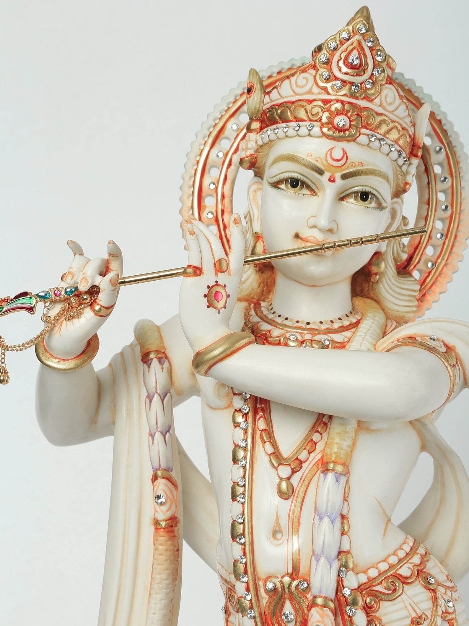 Krishna Statue,60 CM Dust Marble Lord Krishna Idol, Sculpture Krishan With Flute, God of Love