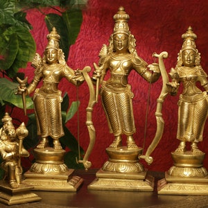 Ramdarbar Statue in Brass,31CM Lord Rama, Lord Hanuman, Lord Lakshman, Sita Mata, Ram Ji Family statue, Ram With Hanuman, Temple Pooja Murti