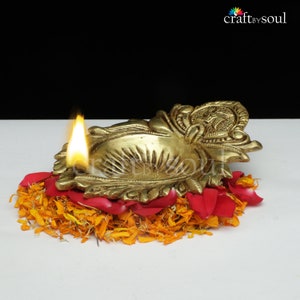 Brass OM Diya, Home Temple Diya, Handmade Oil Lamp, Oil Dia, Indian Handcrafted Deepak, Mandir Temple Decor, Good Luck Gift for Diwali Aum