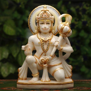 Lord Hanuman Idol ,29CM Shri Hanuman Statue,Bajrang Bali Murthi,Sitting Hanuman,Sankat Mochan Moorti,hanuman idol marble,Temple Mandir Altar