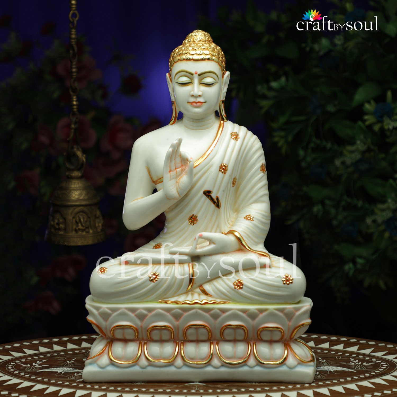 Lord Buddha Idol, 45 Cm Big Buddha Statue,cultured Marble Buddha