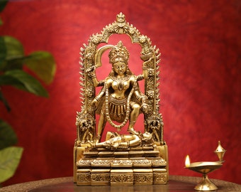 Estatua de la diosa Kali en latón, ídolo Mahakali de 11 pulgadas, Kalika, Adi Shakti, Adi Parashakti, diosa hindú del tiempo, el poder, la creación y la destrucción.