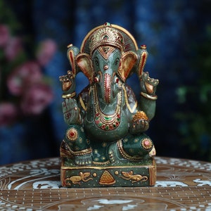 Jade Ganesha, Aventurine Ganesha,Gemstone Ganesh, Ganesh Statue,Quatrz Ganesha, Ganapthi Idol For Temple Mandir Home Decor,Deepawali Murti