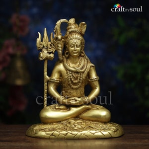 Lord Shiva statue,Big Large Size Mahadev Idol Brass,Adiyogi Shiva Statue, Bholenath, Hindu god of Meditation, Yoga, Time, Destruction Temple