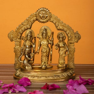 Ramdarbar Statue in Brass,20cm Ram Ji Family statue, Lord Rama Laxman Sita & Hanuman Idol Indian Art, Ram Parivar, Family Figurine Temple