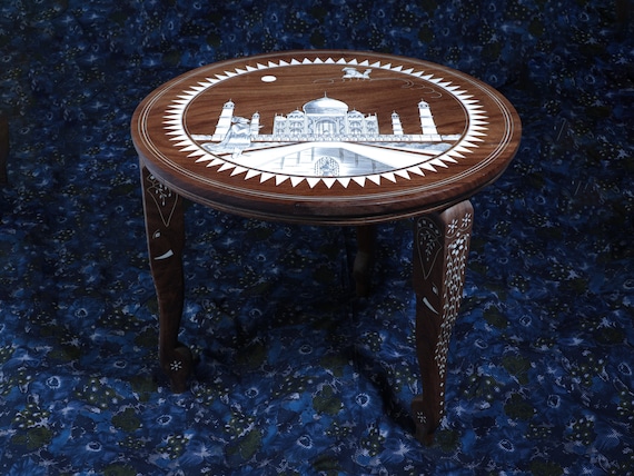 Taj Mahal Inlay Coffee Table| Bone Inlay Table| Mother of Pearl