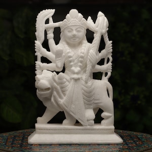 Marble Durga Statue,29 CM Soft Marble Bengali Devi, Marble Durga Mata Pratima, Durga Maa Figurine Idol,India, Goddess Mata Rani Statue