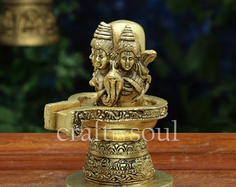 Kleiner Messing Shivlingam, Shiva Lingam Skulptur, Messing Shivling mit Naag, Messing Lord Shiva Lingam für Tempel Pooja und Deko, Shivlingam Sta