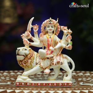 Maa Durga Statue,16 cm Resin Bengali Devi For House, Goddess Devi Statue Idol , Dust Marble Durga Mata Pratima, Durga Maa Figurine Kali Idol