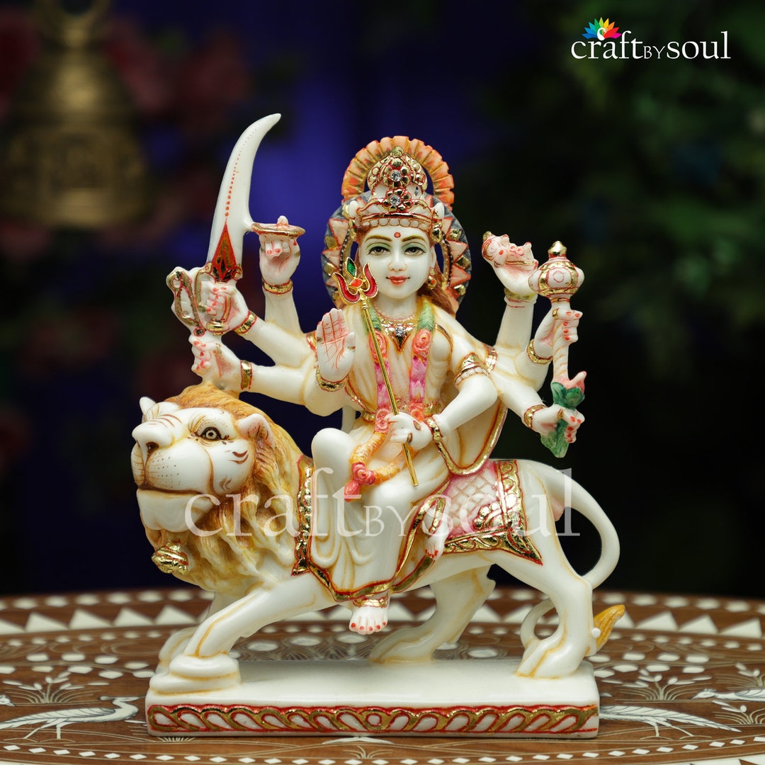 Maa Durga Statue,23 Cm Resin Bengali Devi for House, Goddess Devi